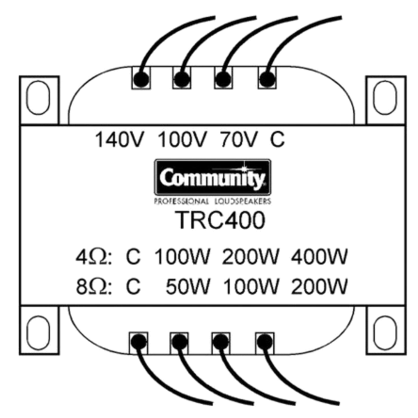 Biamp Community TRC400 400W, 70/100/140V, 4-ohm transformer