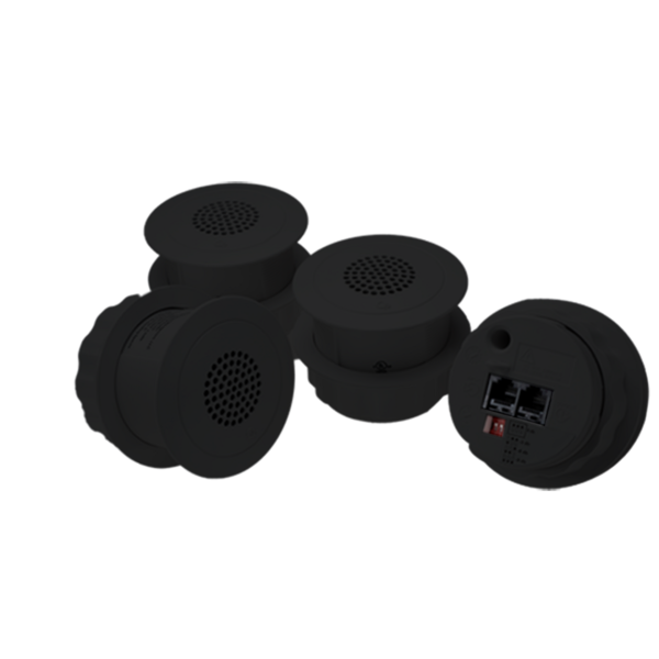 Biamp Cambridge E-A-B-25-4 Qt Standard Emitters, black, 4 pack, with 4 x 25 ft black plenum rated cables