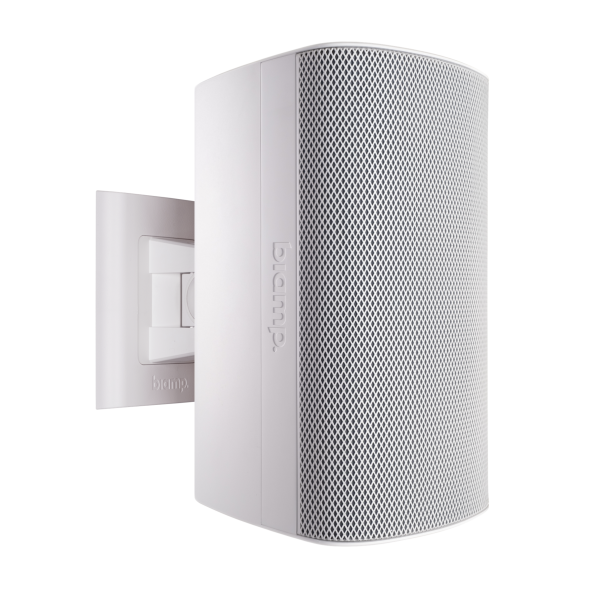 Biamp Desono EX-S6-CM-W 6.5-inch, 2-way, coaxial, surface mount, indoor/outdoor, white loudspeaker; 8-ohm or 70V/100V operation; included ClickMount pan-tilt mounting bracket