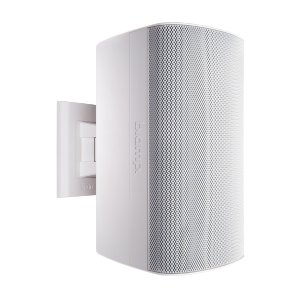 Biamp Desono EX-S8-CM-W 8-inch, 2-way, coaxial, surface mount, indoor/outdoor, white loudspeaker with HF compression driver; 8-ohm or 70V/100V operation; included ClickMount pan-tilt mounting bracket