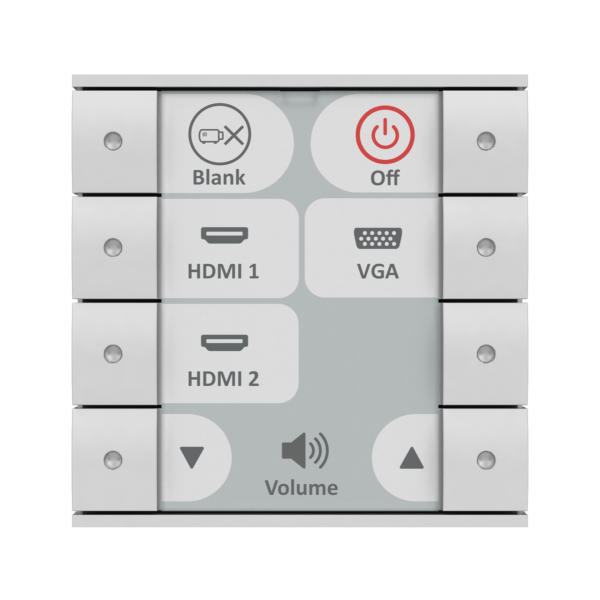 Biamp Impera Echo Plus 8EUW White 8-button control pad with Ethernet, 1 bidirectional RS-232 port, 1 unidirectional RS-232 port, 3 GPIO; EU, white