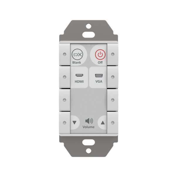 Biamp Impera Echo 8USW 8-button control pad with 1 bidirectional RS-232 port, 1 unidirectional RS-232 port, 3 GPIO; US, white