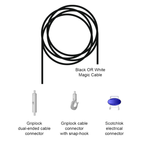 Biamp Desono MC-PHK16-12PK Black Pendant hang kit, 16 feet (5m), Magic Cable, black, (12 pack), for use with Desono pendant loudspeakers