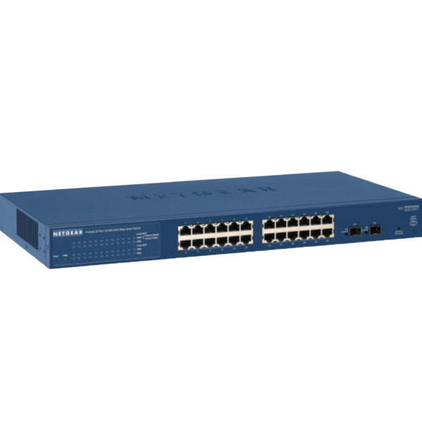 Biamp NG GS724T AVB V4 Netgear® 24-port Gigabit Smart Switch with AVB software loaded, 2 SFP GBIC fiber slots, and rack mount kit, Version 4