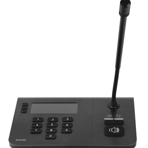 Biamp NPX G1100 10-button convenience paging station with gooseneck microphone, tabletop or wall mount