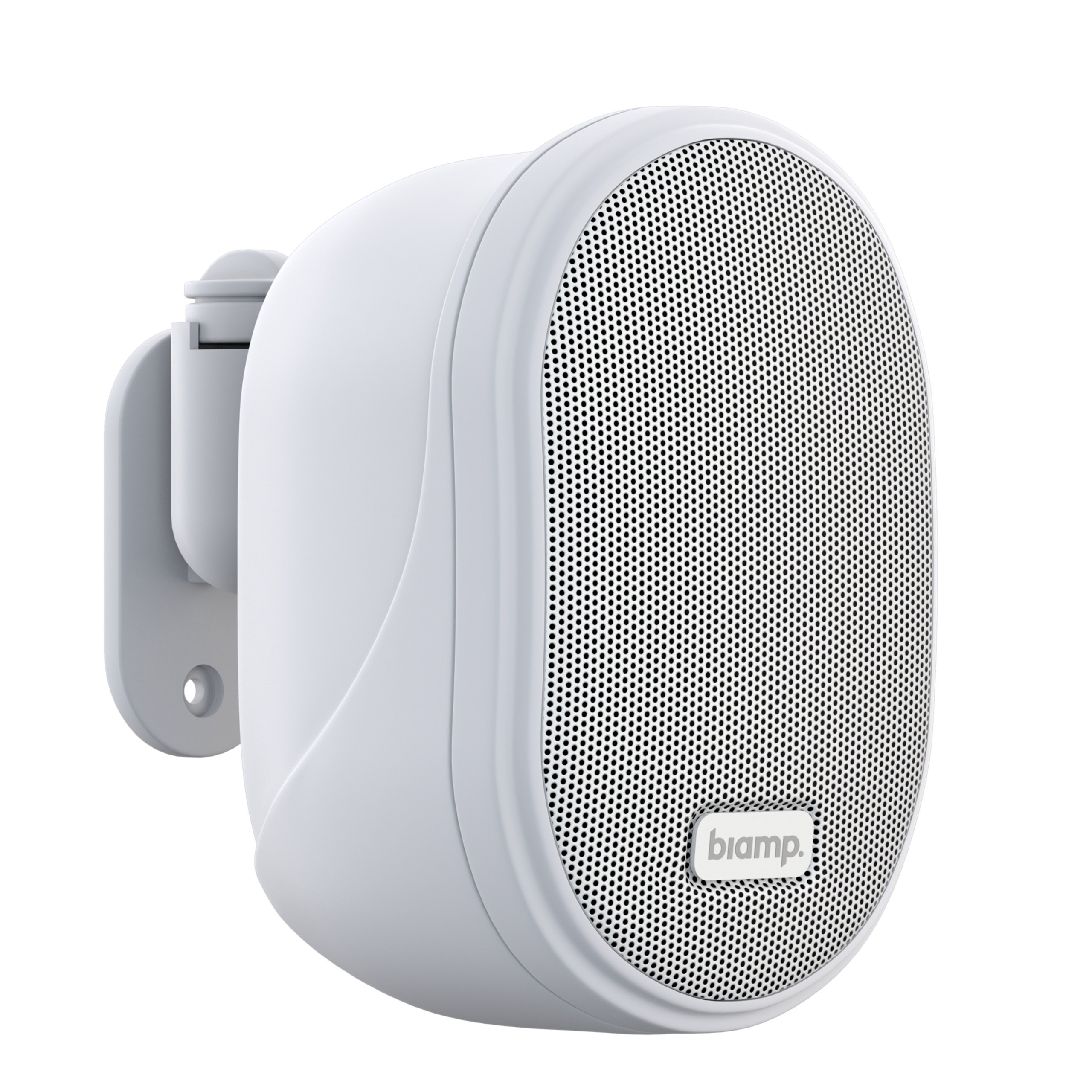 OVO3T-W_Front_Angle_11506_master Biamp Commercial Loudspeakers OVO3T-W White Small design, white, 2-way, cabinet speaker with 3-inch coated paper cone woofer + 1-inch silk dome tweeter, 100 volt / 6 watts or 16 ohms / 40 watts, mounting bracket included - obrazek 1
