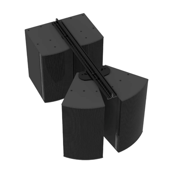 Biamp Community SBR54B I SERIES subwoofer behind balance point fly rails (54-inch), black