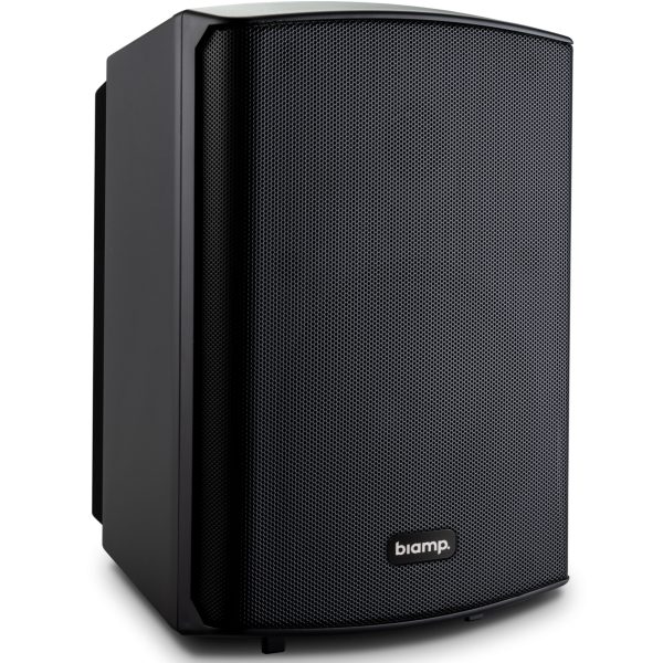 Biamp Commercial Loudspeakers SDQ5P-BL 5-inch stereo loudspeaker set with 1 active and 1 passive loudspeaker, 2 x 30W; stereo RCA, stereo mini-jack, balanced stereo euroblock inputs; black