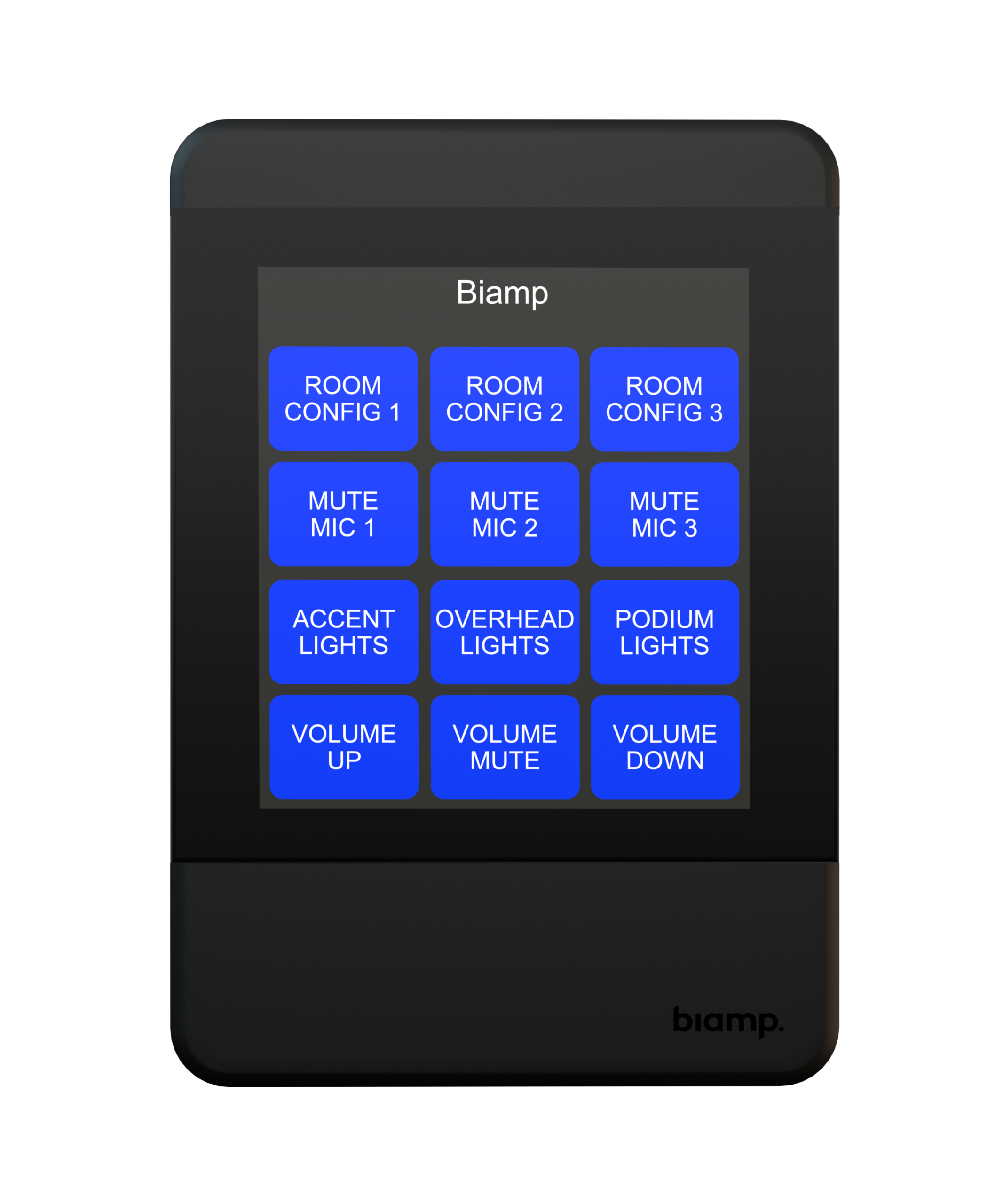 TEC-X-1000_black_front_render_11271_master Biamp Apprimo TEC-X 2000 Black Networked, touch-enabled AV control pad for Tesira systems - Image 1