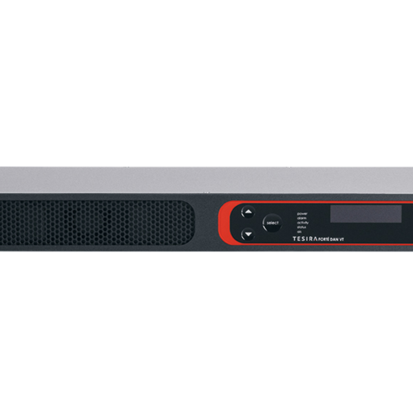 Biamp TesiraFORTÉ DAN VT Fixed I/O DSP with 12 analog inputs, 8 analog outputs, 8 channels configurable USB audio, 32 x 32 channels of Dante, AEC technology (all 12 inputs), 2 channel VoIP, and standard FXO telephone interface