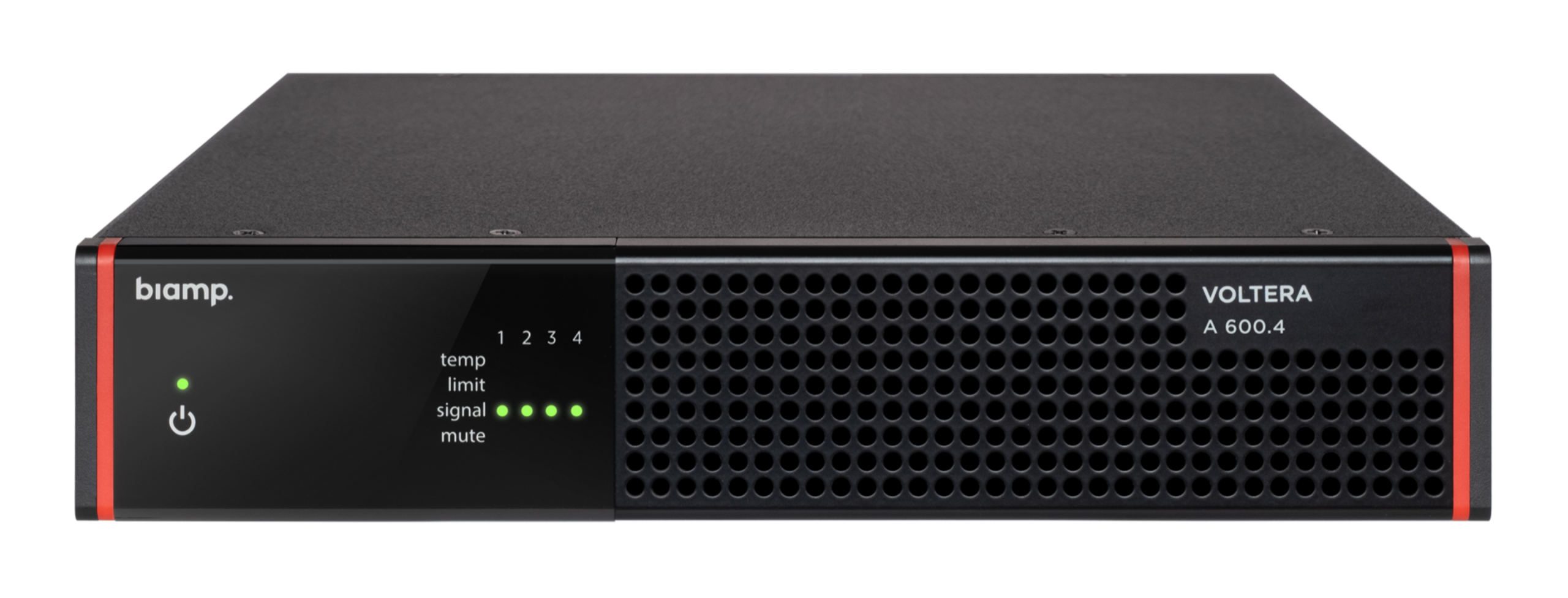 Voltera_600.4_Front_01_10796_master Biamp Voltera A 600.4 Compact, 4-channel, half-rack, power amplifier with 600 Watts total output power - Image 1