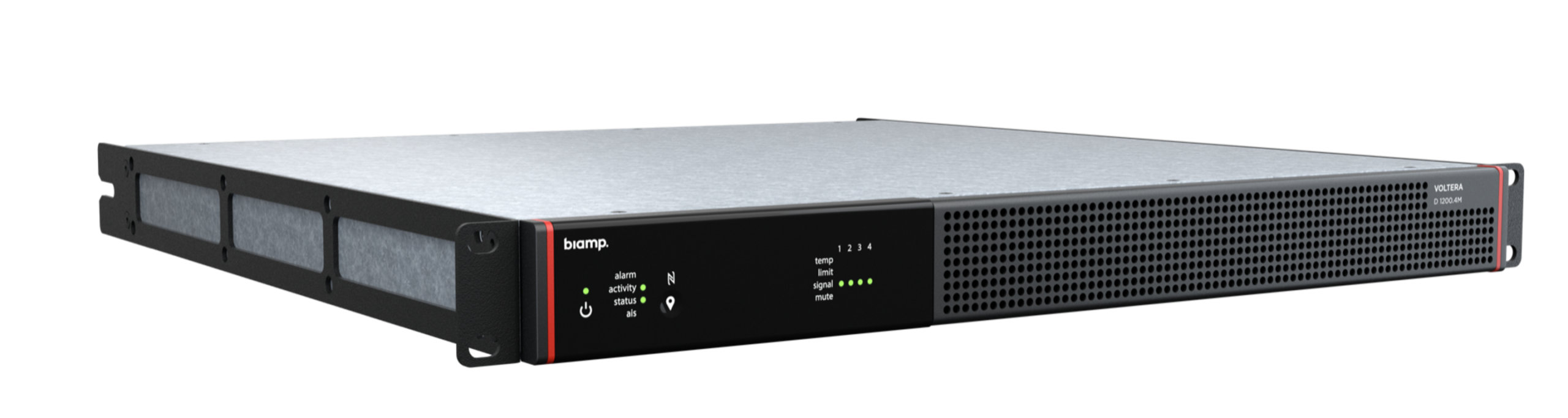 Voltera_D_1200.4M_Front_Angle_Right_June-25-2024_11826_master Biamp Voltera D 1200.4M Audio DSP and Amplified Loudspeaker Controller - 4 Channels sharing 1200W with Dante & AVB - obrazek 1