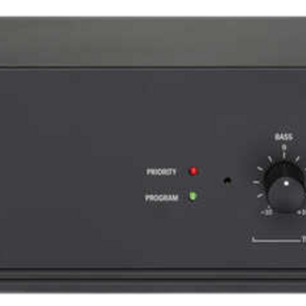Biamp Commercial Audio PA240P Power amplifier, 240W/100V, program and priority input, 24V priority output, tone control, 24V DC - 230 V AC