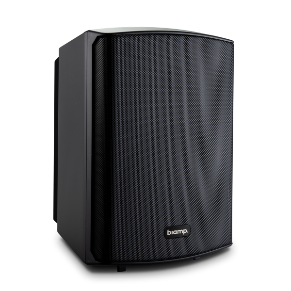 Biamp Commercial Loudspeakers SDQ5PIR-BL Stereo loudspeaker set with 1 active and 1 passive loudspeaker, 2 x 30 watts; inputs: unbalanced stereo mini-jack, balanced stereo euroblock; black
