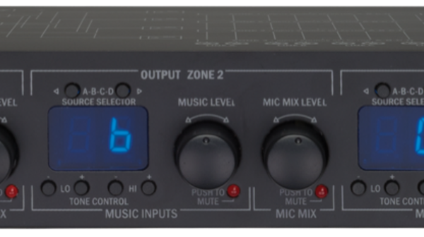 Biamp Commercial Audio ZONE4 Quad-zone preamplifier; 4 stereo output zones; 3 mono mic/line + 4 stereo line inputs