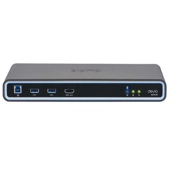 Biamp Devio SCR-25CX Black Conferencing hub and microphone; includes Devio SCR-25 hub and one TCM-XEX ceiling microphone, black