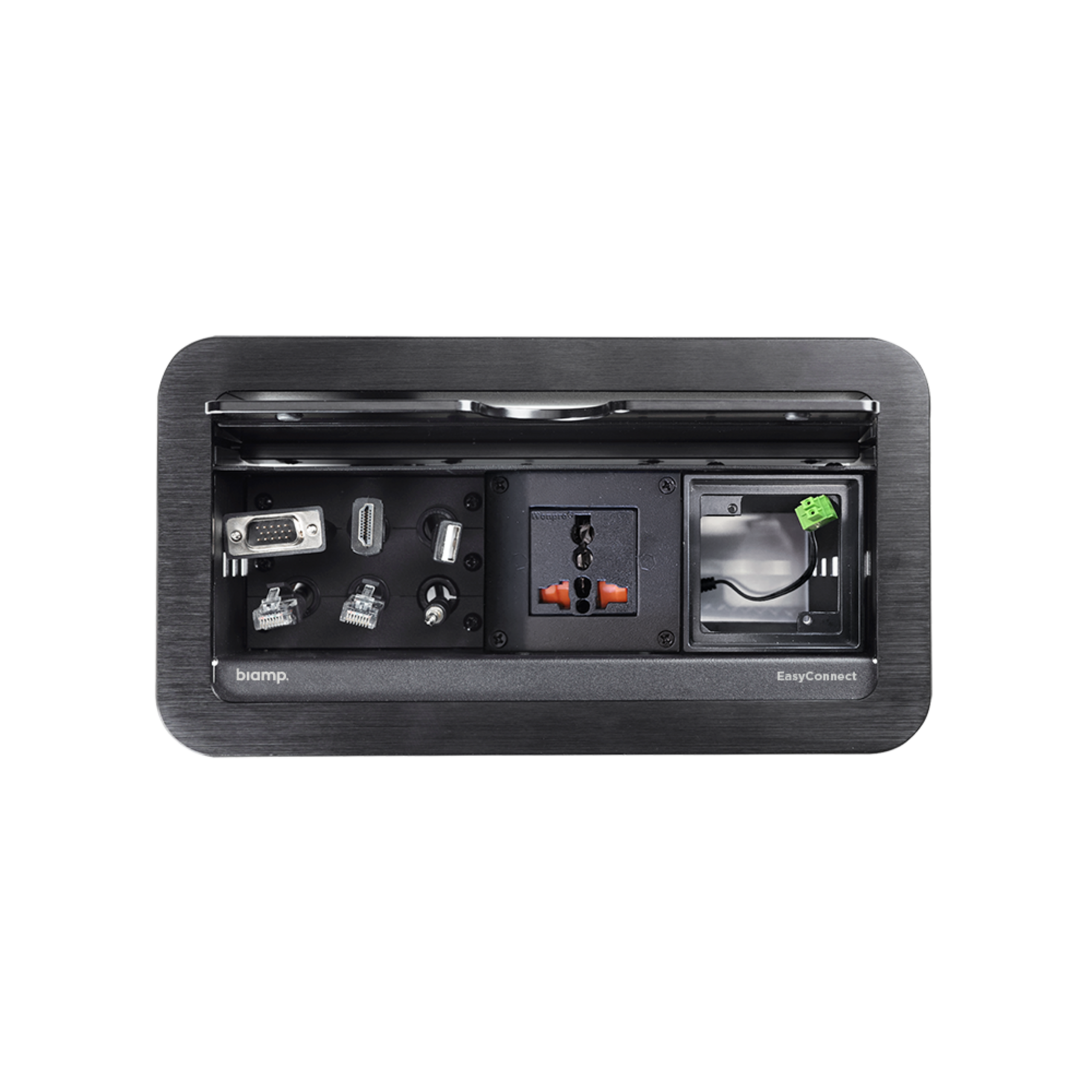 easyconnect-power-keypad-top_11526_master Biamp EasyConnect EC-PKP-UNI Cable cubby, 1 universal power connector - obrazek 1