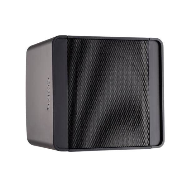 Biamp Desono KUBO5T-BL Black, 5.25-inch, compact design, two-way, surface mount loudspeaker, 70 - 100 volt / 30 watts or 16 ohms / 80 watts, mounting bracket and safety cable included