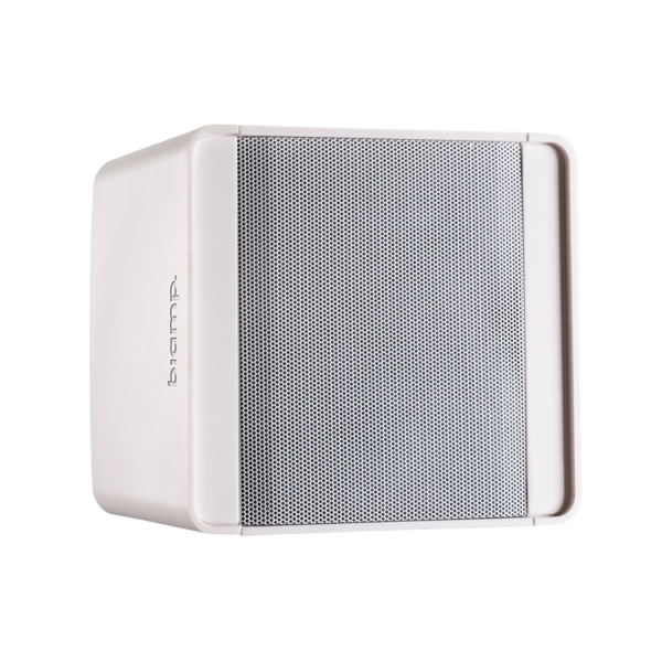 Biamp Desono KUBO5-W White, 5.25-inch, compact design, 2-way, surface mount loudspeaker, 8 ohms / 80 watts, mounting bracket and safety cable included