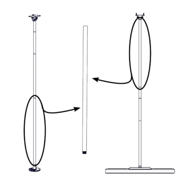 Biamp Parlé PMA 2000-PE 3' (1m) Pole Extension kit for Parle Pole Mount Products