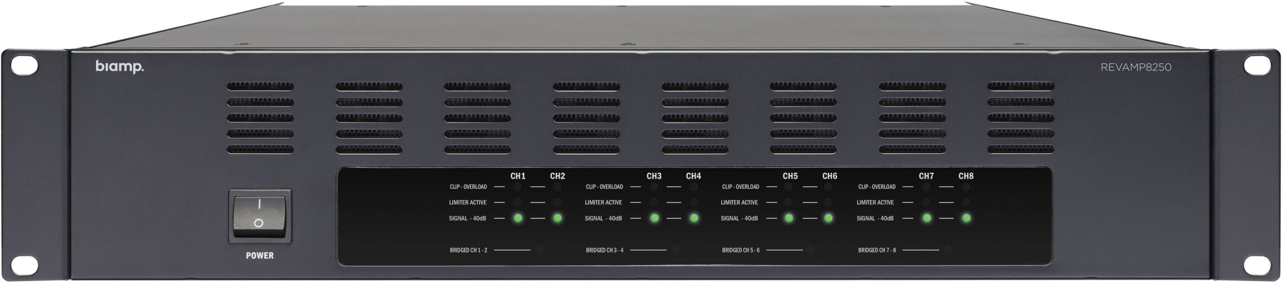 revamp8250-amplifier_front_aug23_1809_master Biamp Commercial Audio REVAMP8250 8-channel Class D amplifier 8 x 250 Watts - obrazek 1