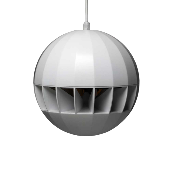 Biamp Commercial Loudspeakers SPH20 White Pendant sphere loudspeaker with 360-degree dispersion cone, 100 Volt / 20 Watt operation, white