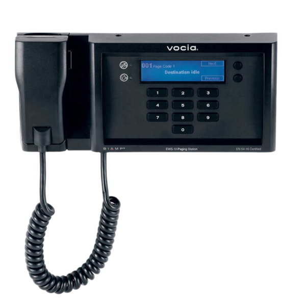 Biamp Vocia EWS-10 Vocia emergency wall-mounted paging station, 10 buttons with hand-held microphone (EN 54-16 certified)