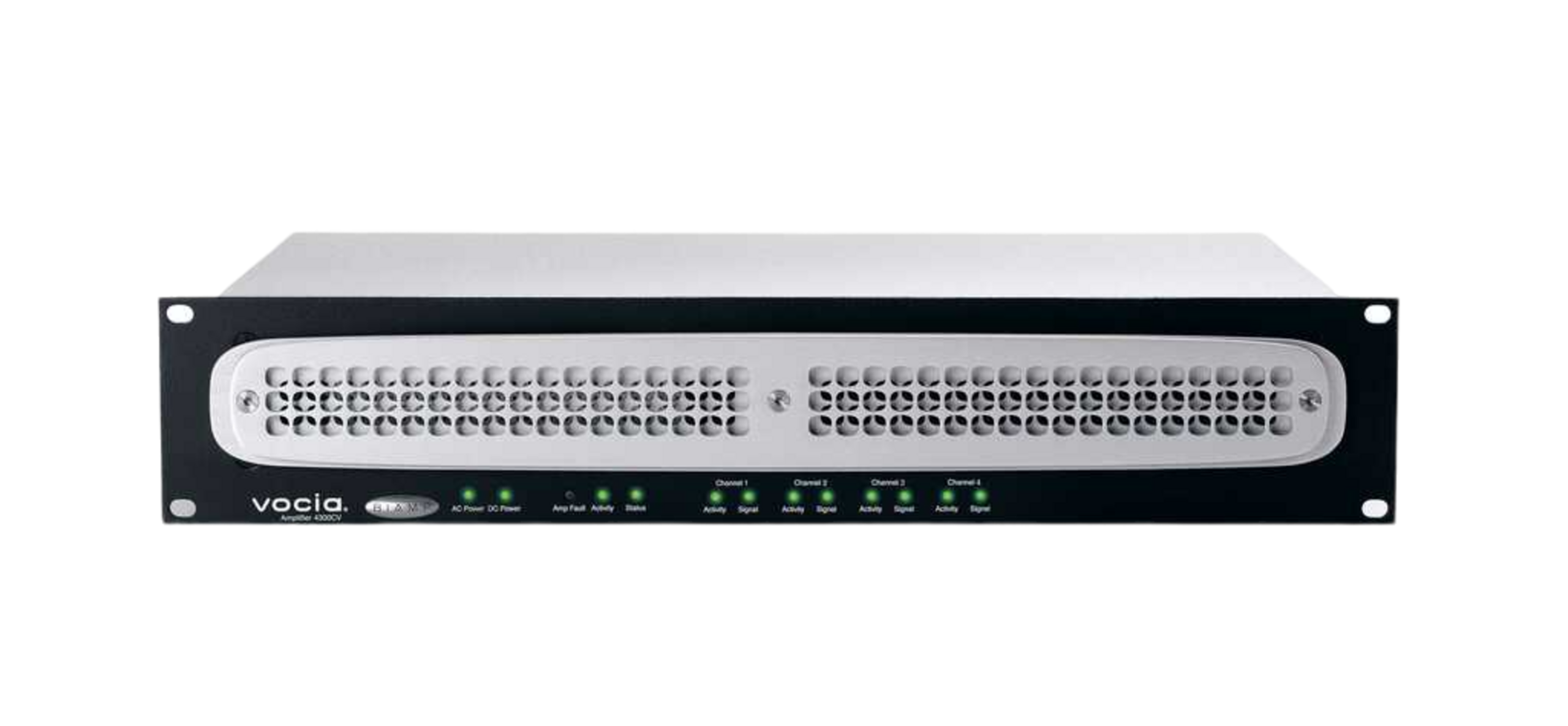 vocia-va-4300cv-front_12403_master Biamp Vocia VA-4300CV Vocia 4-channel, 300W constant voltage CobraNet-ready, EN 54-16 amplifier - Image 1